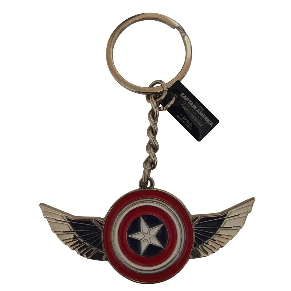 Captain‎ America Winged Shield Keychain Marvel Movie Promo Metal