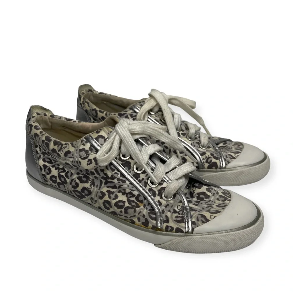 COACH Barrett Signature Silver Leopard Ocelot Animal Print Sneaker Sz 7