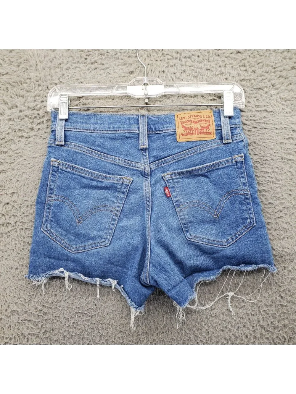 Levis Shorts Womens 25 Blue High Rise Cutoff Stretch Denim Jorts
