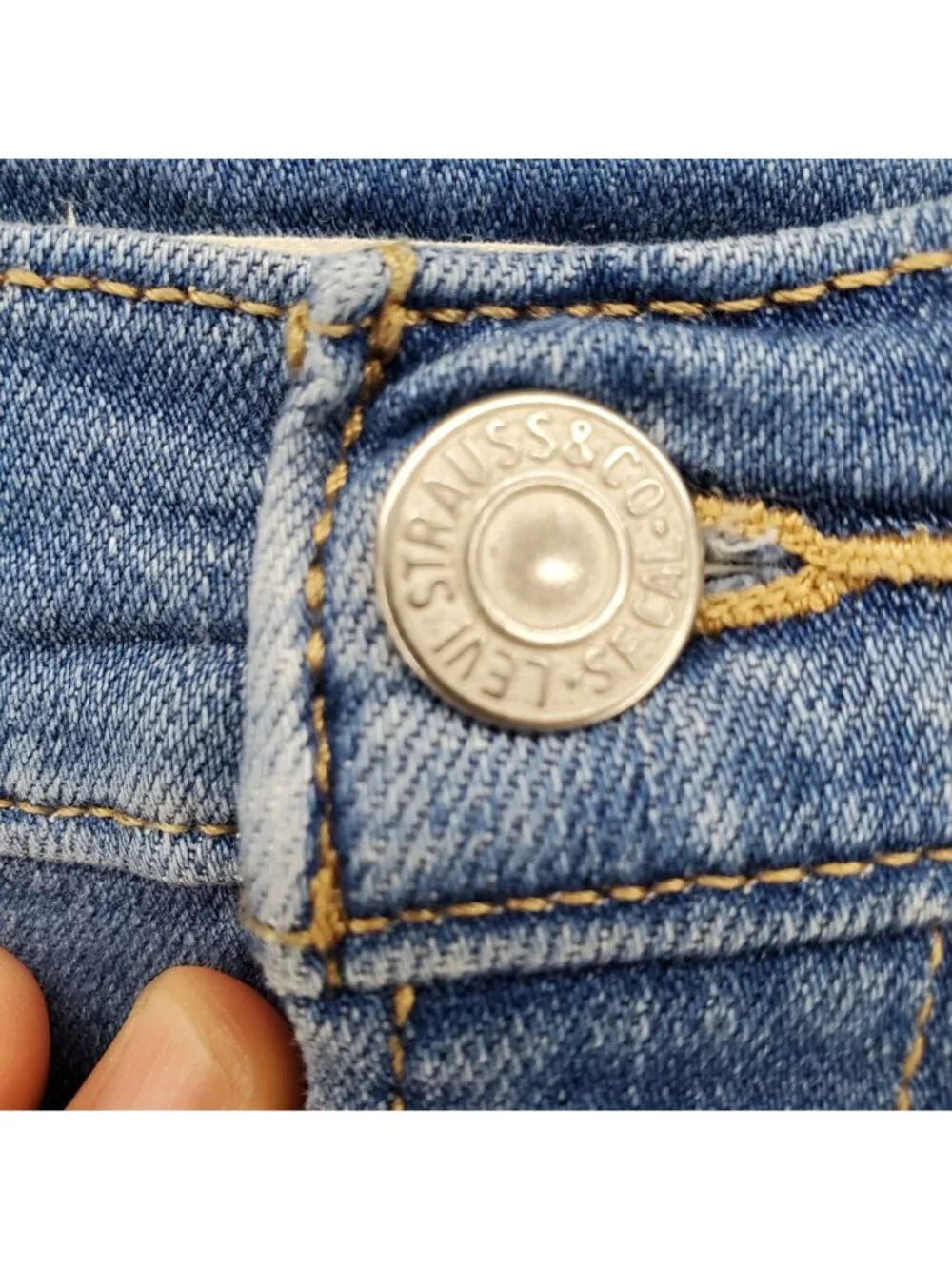 Levis Shorts Womens 25 Blue High Rise Cutoff Stretch Denim Jorts