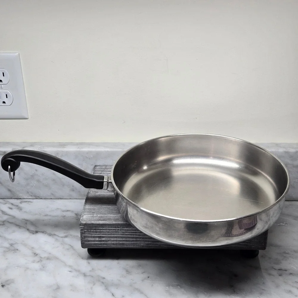 Vintage Faberware 10 Inch Skillet Fry Pan Stainless Steel Aluminum‎ Clad, No Lid
