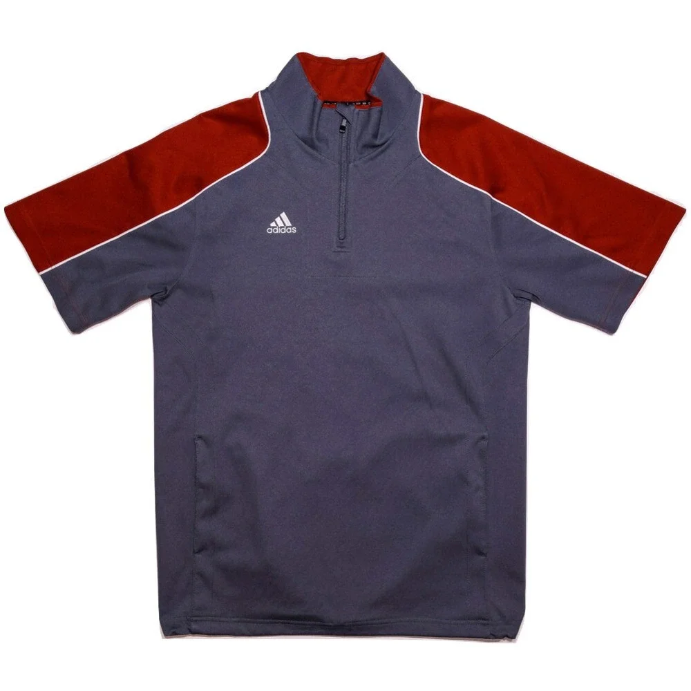 ADIDAS Short Sleeve Hot Jacket Pullover Shacket Gray Red Extra Small‎ XS