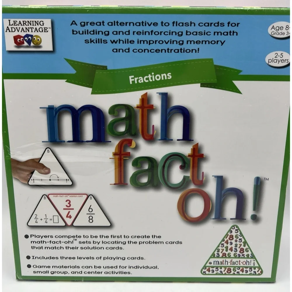 Learning Advantage Math Fact Oh Fractions Educational Card Game Age 8+ New