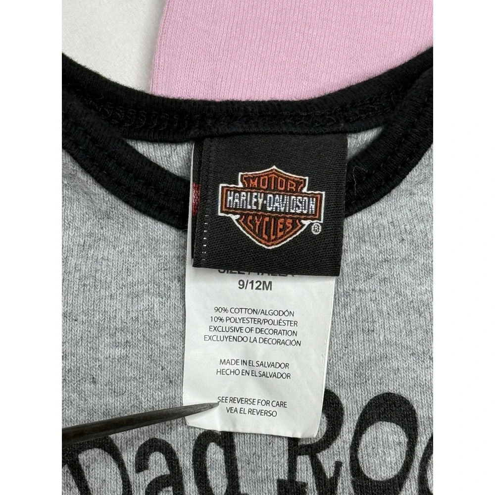Harley-Davidson Romper Lot Girls 9-12 Months Pink Motorcycle‎ Bodysuit 3 Piece