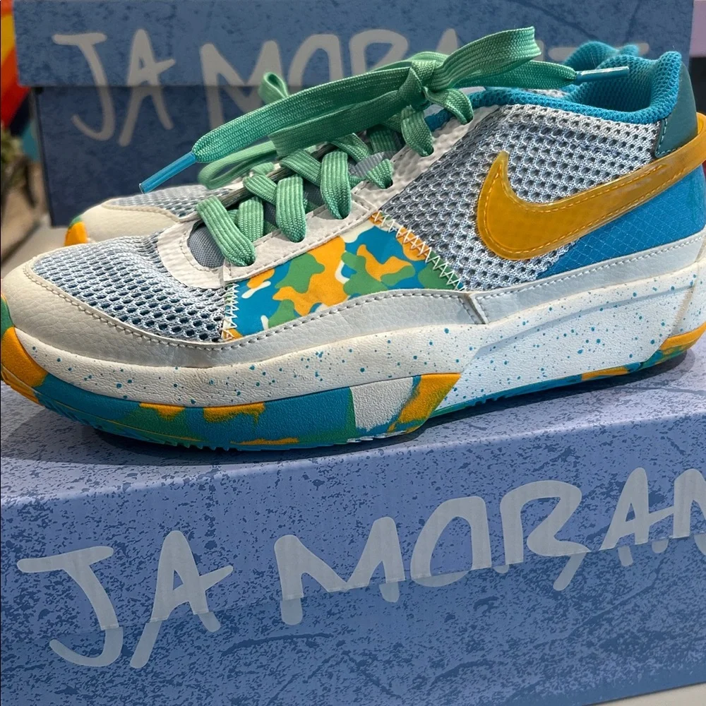 Nike Ja 1 'Water‎ Battle' Blue Orange Sneakers Size 4.5Y DX2294-100 w/Box
