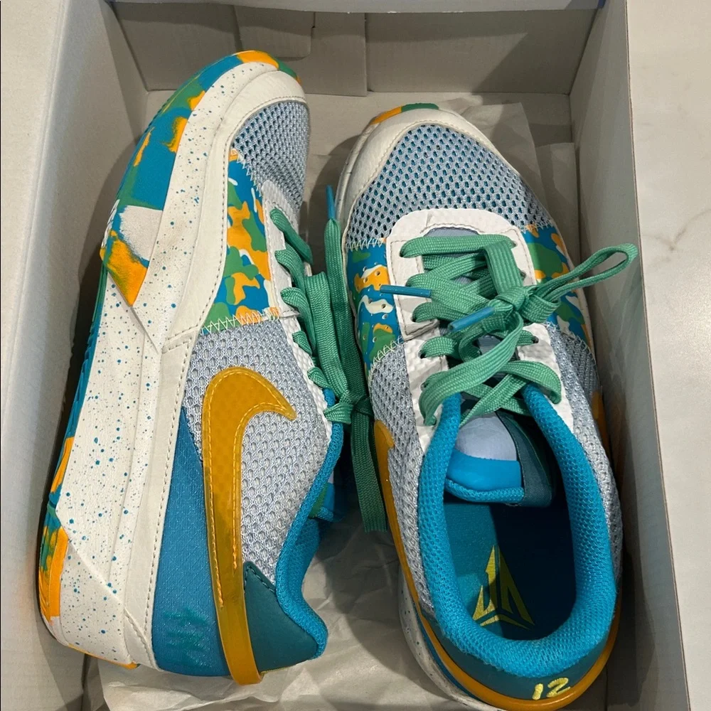 Nike Ja 1 'Water‎ Battle' Blue Orange Sneakers Size 4.5Y DX2294-100 w/Box