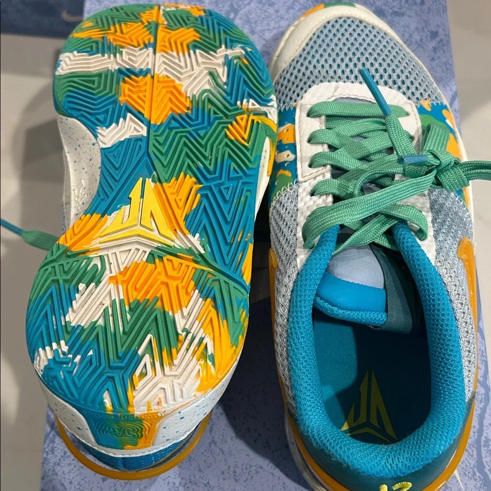 Nike Ja 1 'Water‎ Battle' Blue Orange Sneakers Size 4.5Y DX2294-100 w/Box