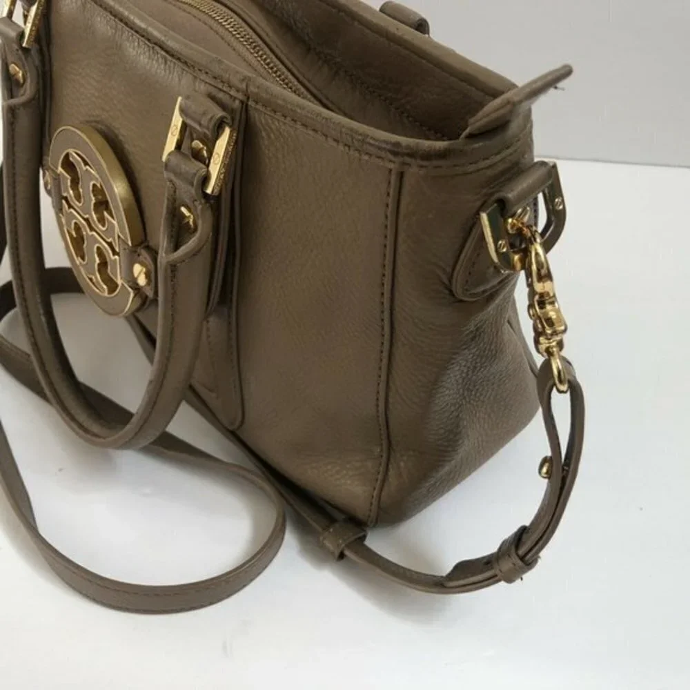 Tory Burch Handbag Satchel Leather Taupe