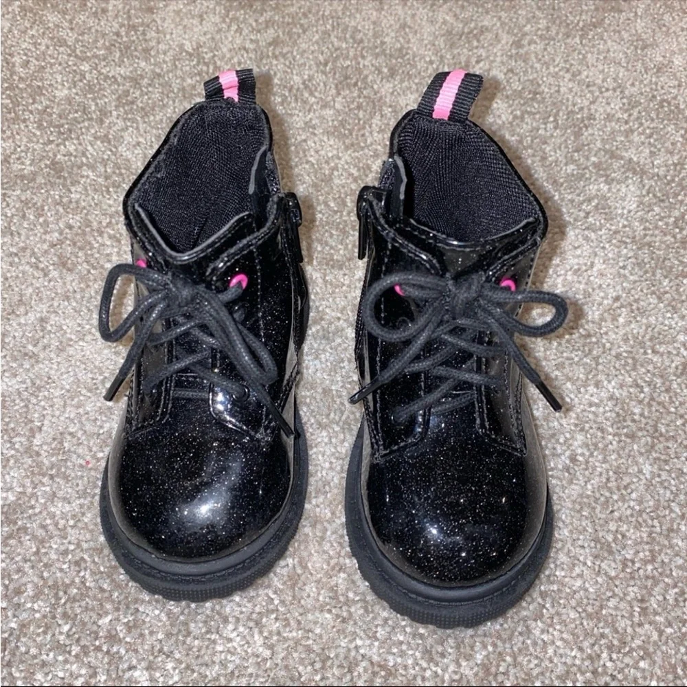 Wonder nation Black Glitter‎ Moto Boot Toddler Size 5