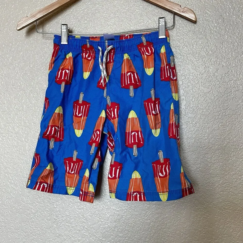 mini boden boys 7-8 Popsicle Swim Trunks‎ Longer Lined