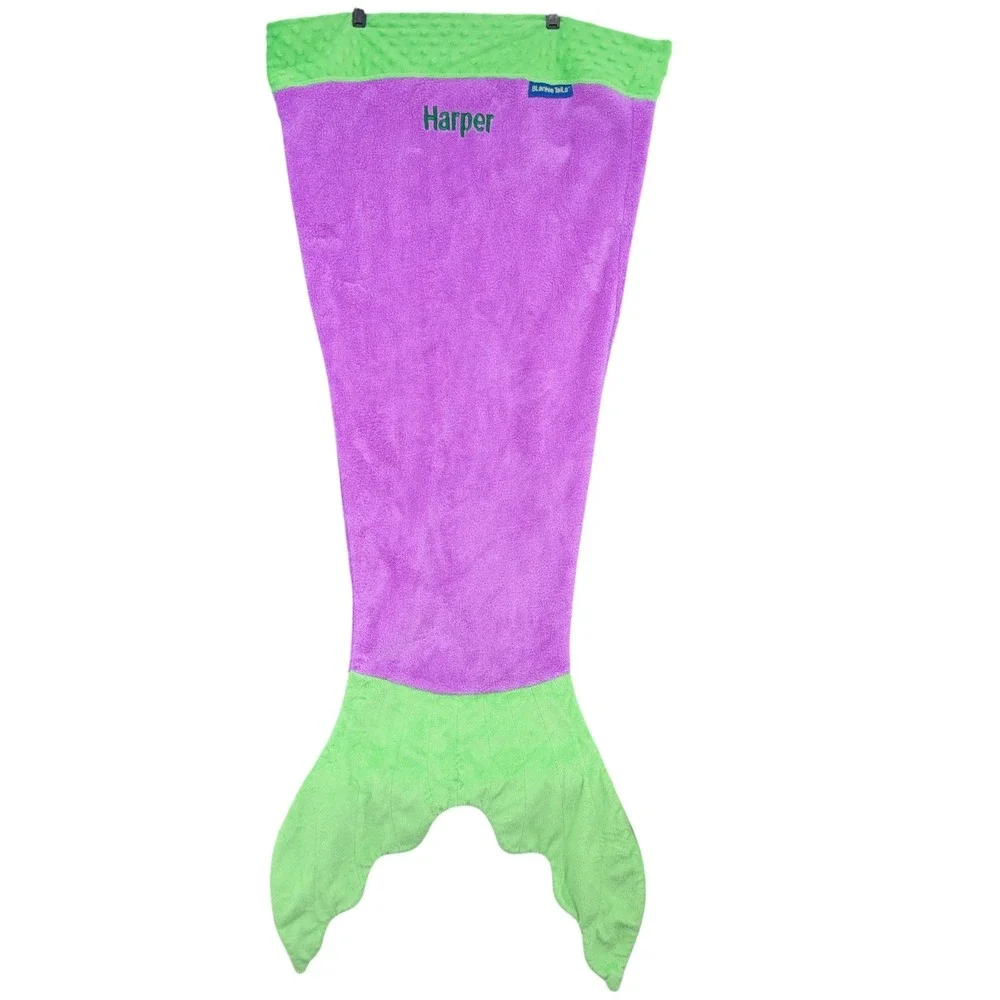 Blankie Tails Mermaid Tail Blanket Kids One Size Polyester Purple Green Harper