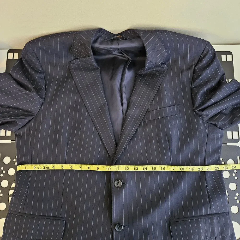 Brooks Brothers Ermenegildo Zegna Wool Blazer Navy Blue Pinstripe | Men's‎ 46 R