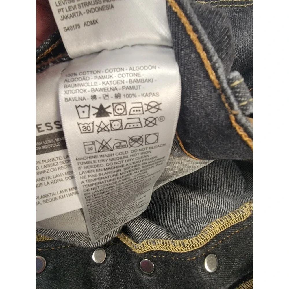 Levis 501 Jeans Mens 36x30 Black Straight Button Fly Denim Fits‎ 34x28.5