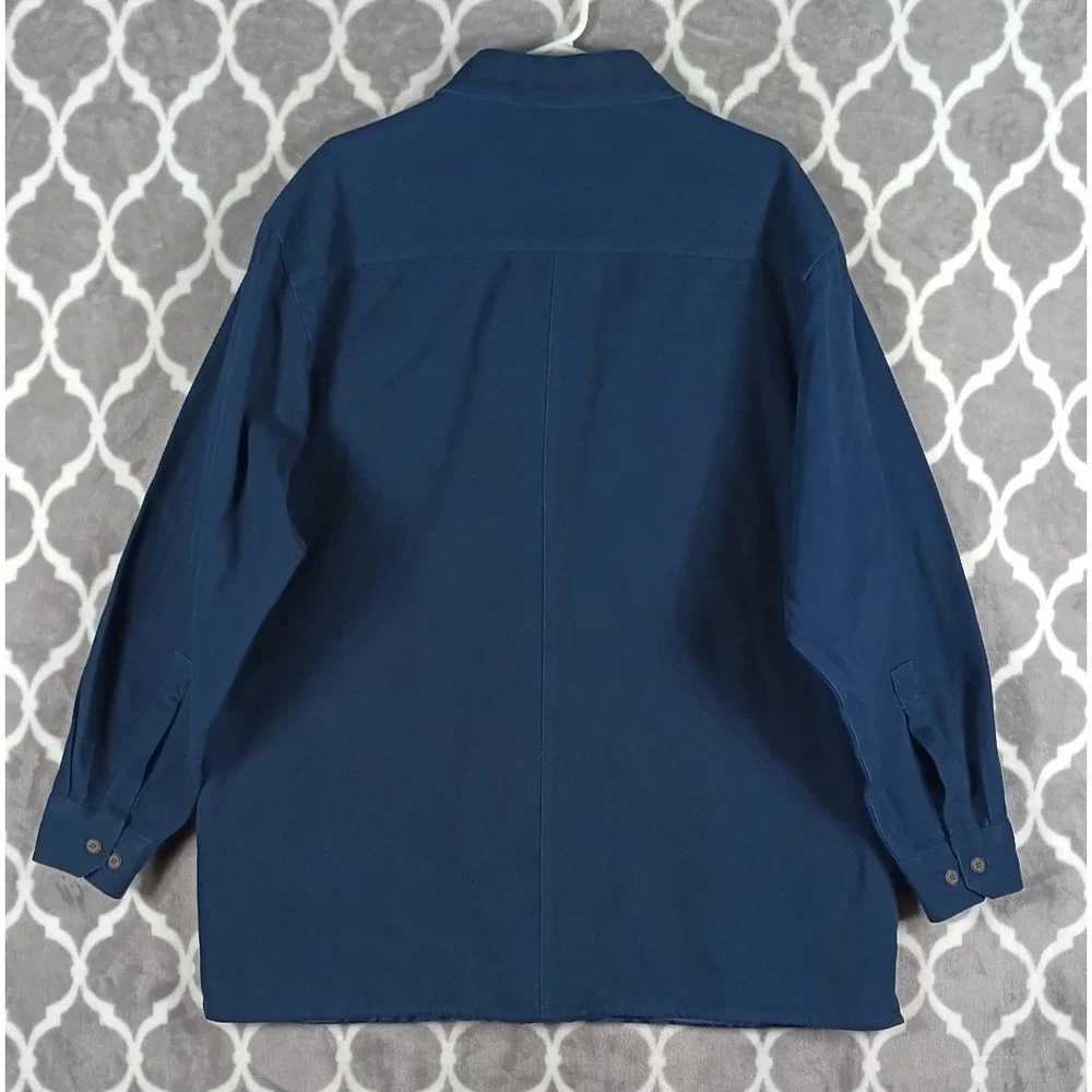 Levis Shirt Jacket Men XL Blue Lined Button Front Lightweight Chore Coat Brushed