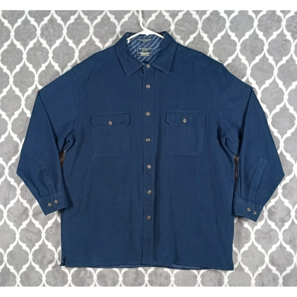 Levis Shirt Jacket Men XL Blue Lined Button Front Lightweight Chore Coat Brushed