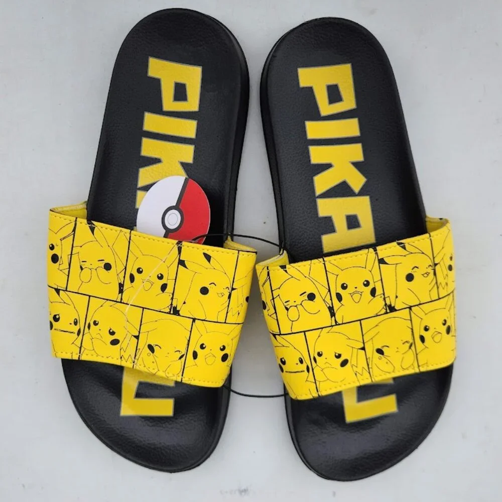 NEW Men's Size 10 Sandals Pikachu Pokemon Yellow Black NEW NWT Slides Pokémon Br