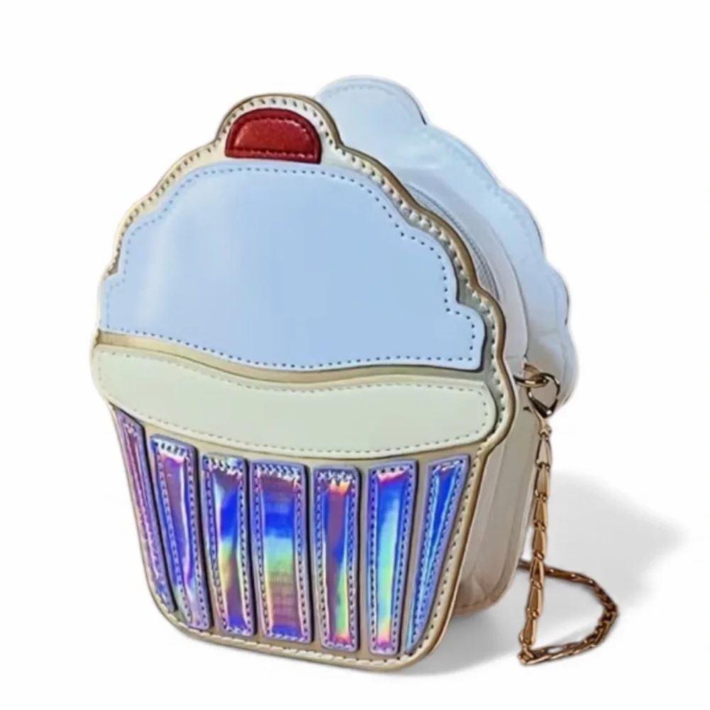 Large Cupcake Shaped Holographic Bag New