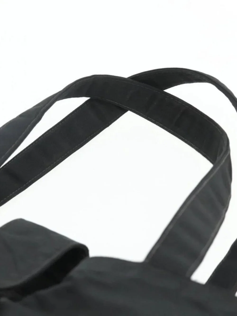 CHANEL Hand Bag Nylon Black Silver CC Auth 175119