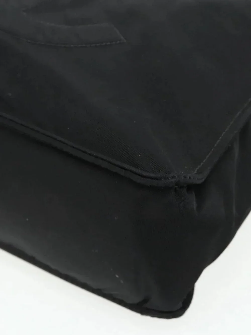 CHANEL Hand Bag Nylon Black Silver CC Auth 175119