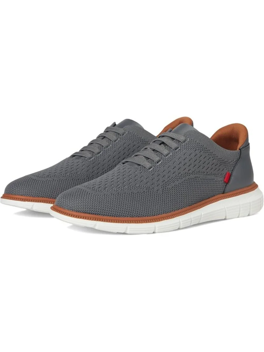 Marc Joseph Men's Grey Leather Slip On Round Toe Solid Comforts Oxfords Shoes