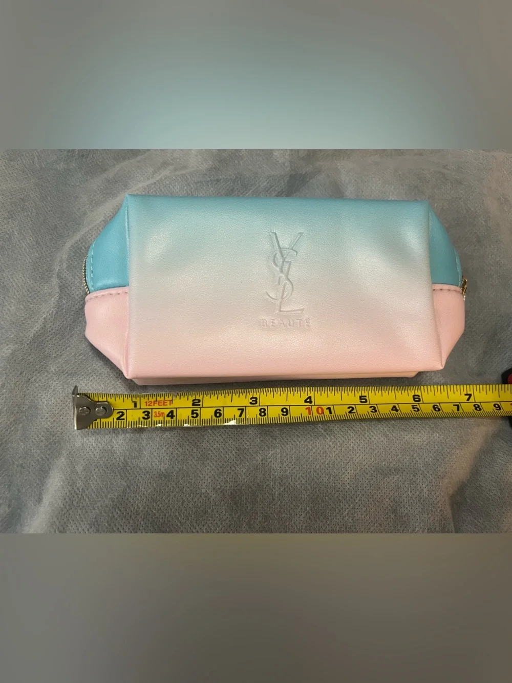 Yves Saint Laurent Ombre Pastel Pink and Blue Cosmetic Pouch