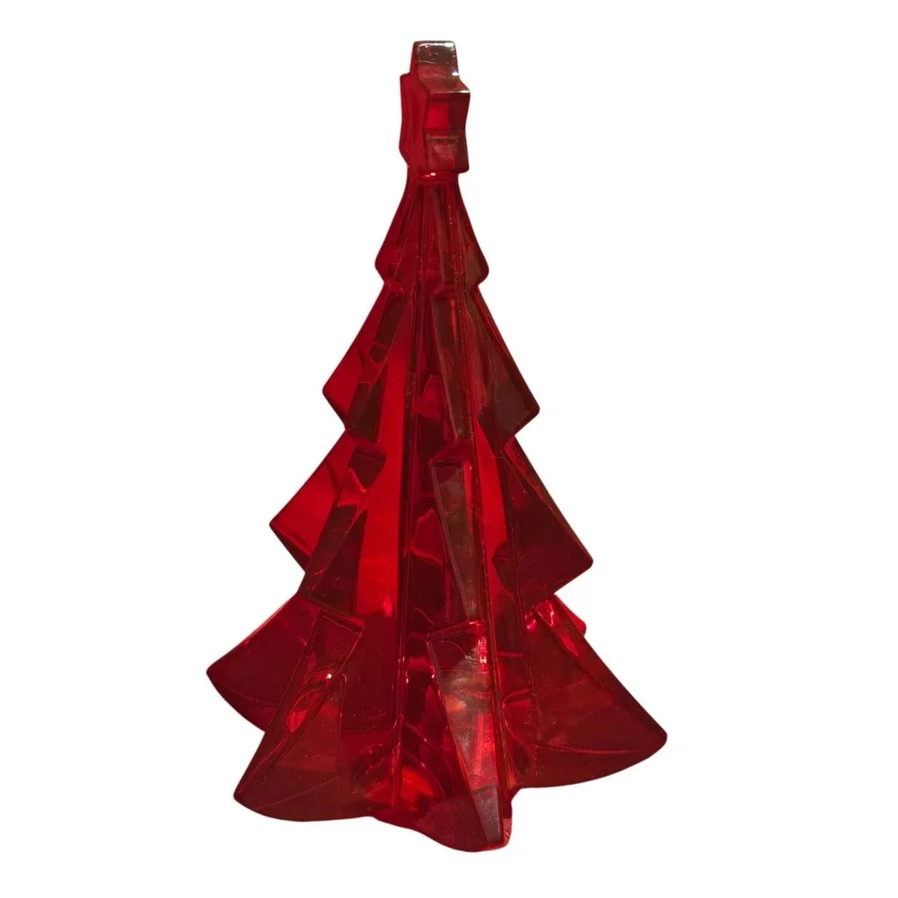 Baccarat Ruby Red Crystal Christmas Tree Star Topper Figurine Made in France