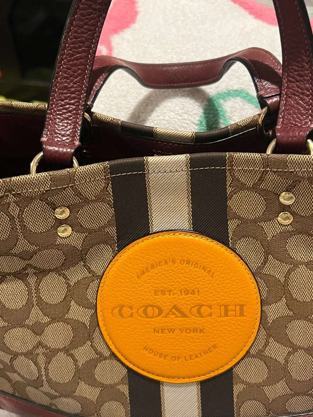 COACH BAG in brown and orange tote small