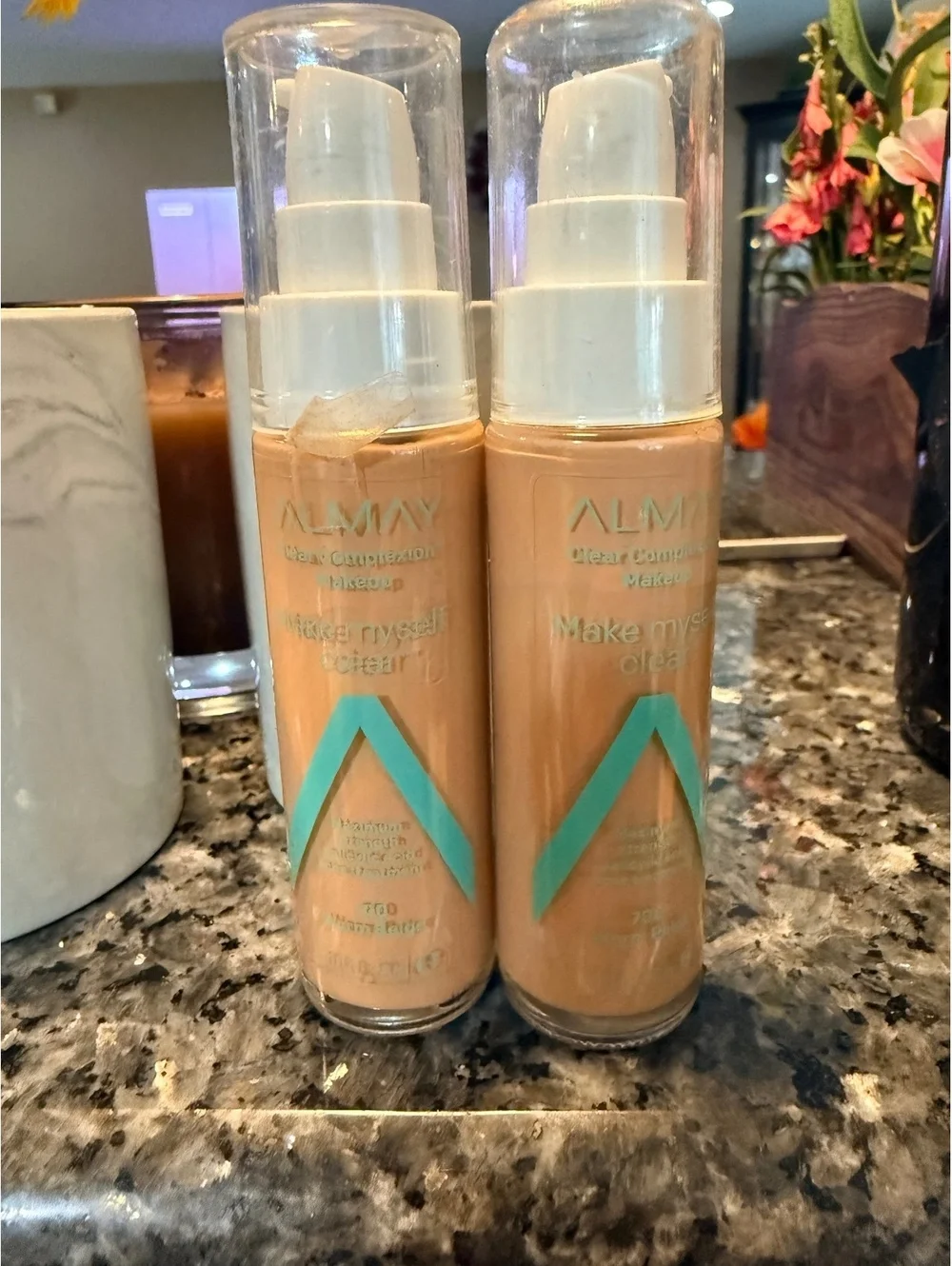 Duo of Almay Clear Complexion Makeup Foundation - Medium Warm Beige 1.0 fl oz