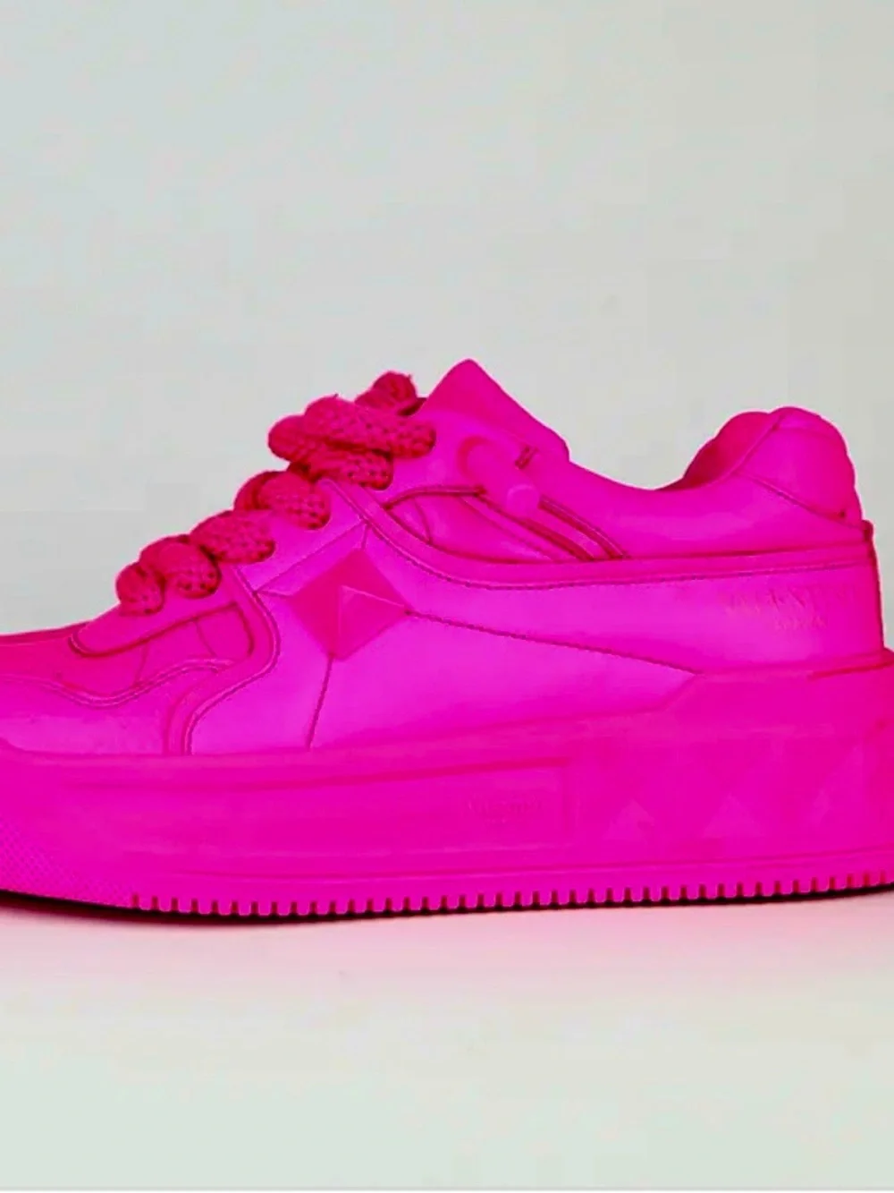 Valentino Garavani Neon Pink Lace-Up Sneakers