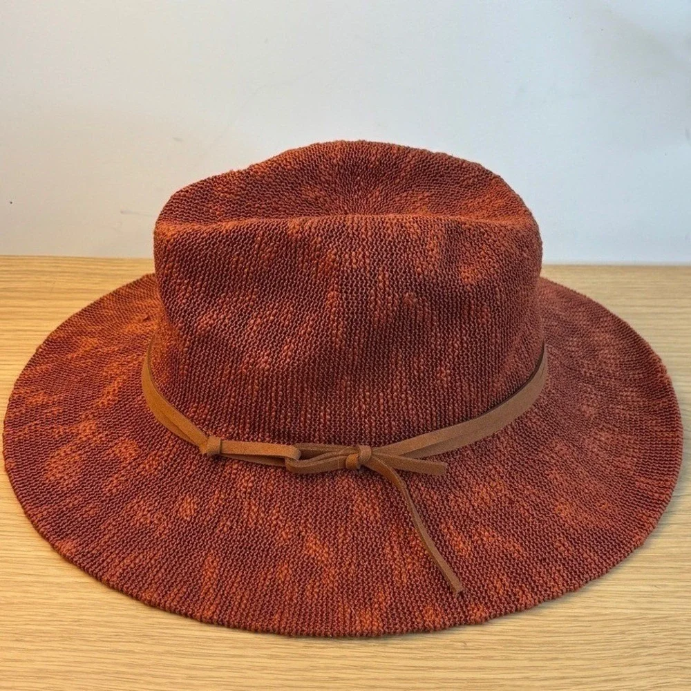 Treasure & Bond Hat‎ Fedora Rust Orange Knit Wide Brim One Size Boho 70s Style