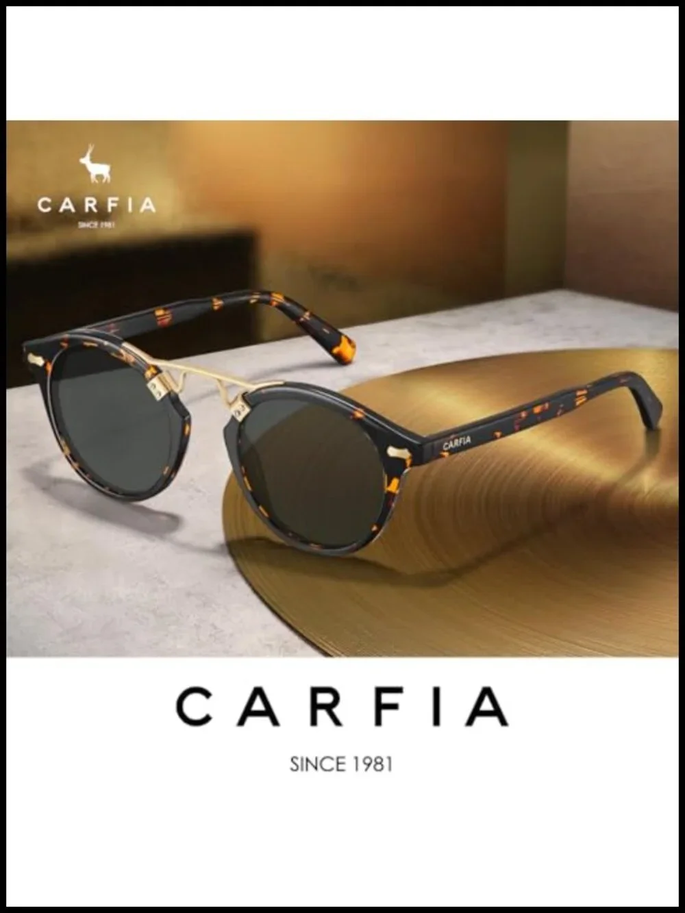 Retro Round Acetate Polarized Sunglasses UV Protection