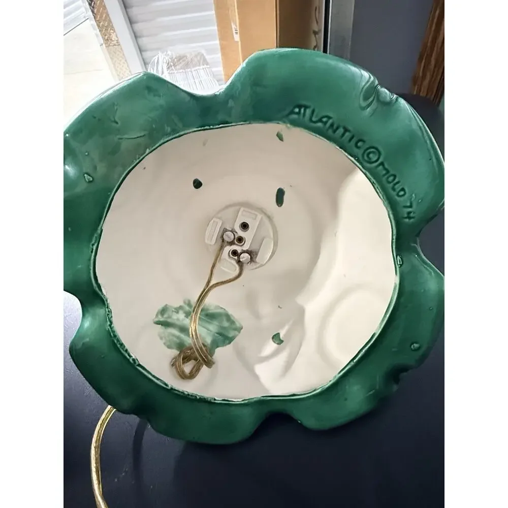 Vintage 1974 Atlantic Mold 16” Ceramic Christmas Tree Green w/ Base Bulbs- Works