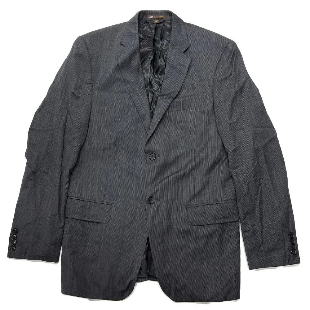 BCBG Attitude Sport Coat Suit Jacket‎ Blazer 38R Gray Striped Wool Avalon Men