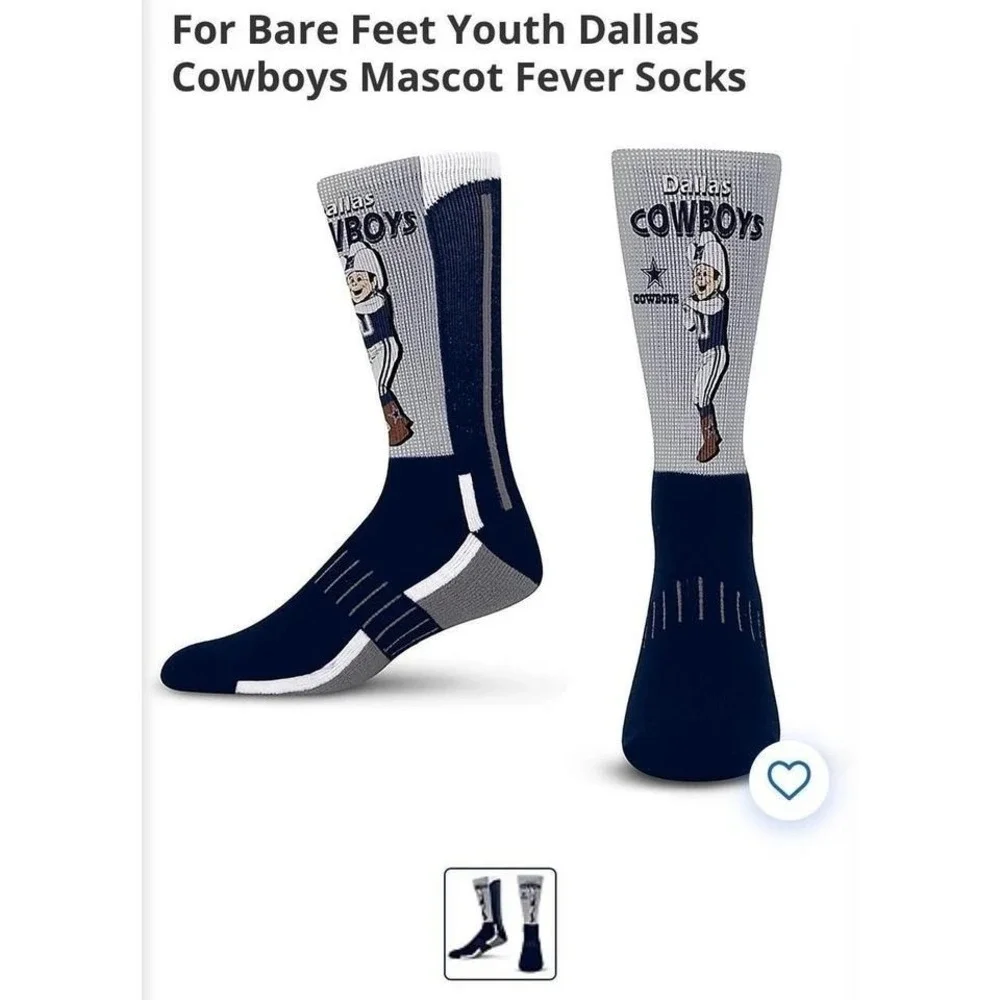 NWT For Bare Feet Youth Dallas Cowboys Mascot Fever Socks NFL Team‎ Apparel