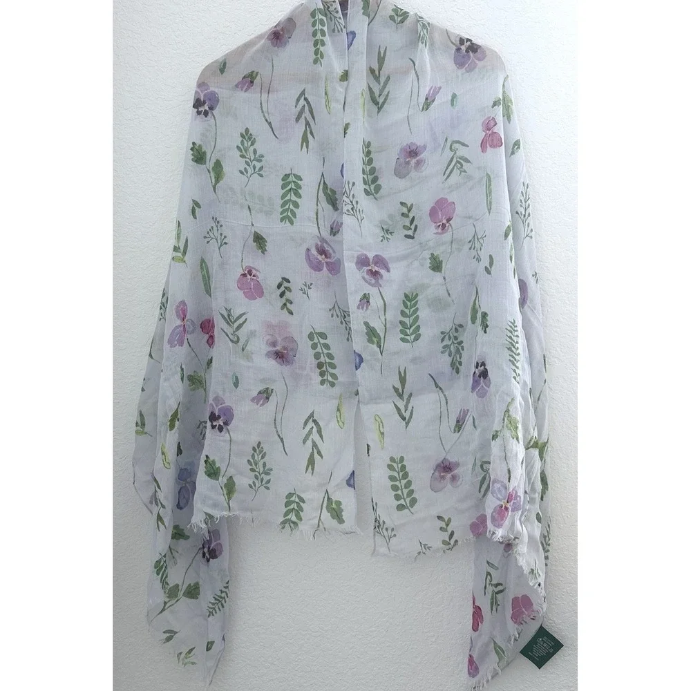 Uncommon Goods Violet Floral Scarf February Forrest Fairy Delicate Feminine Airy
