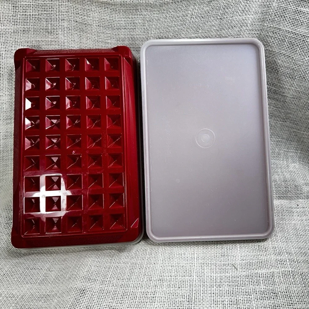 Tupperware Bacon Keeper Meat Keeper Set Orange Rust Red Refrigerator‎ Storage