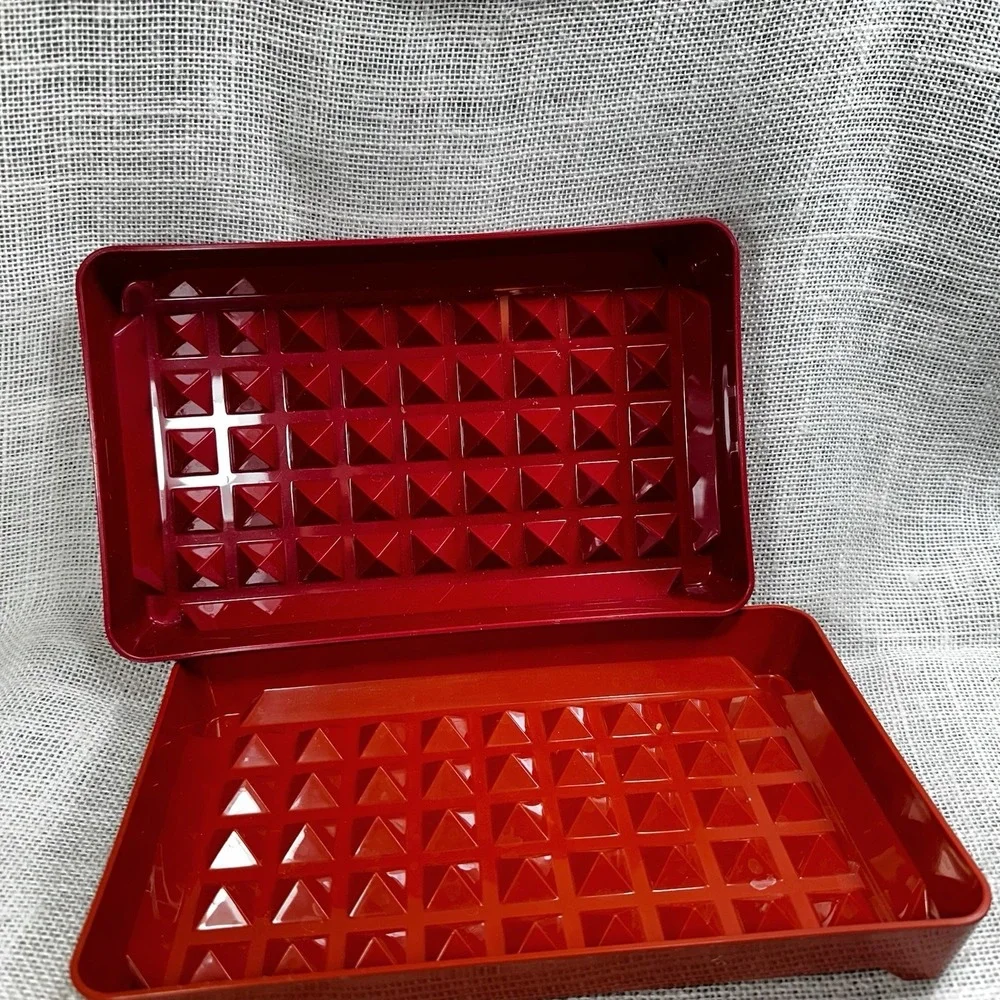 Tupperware Bacon Keeper Meat Keeper Set Orange Rust Red Refrigerator‎ Storage
