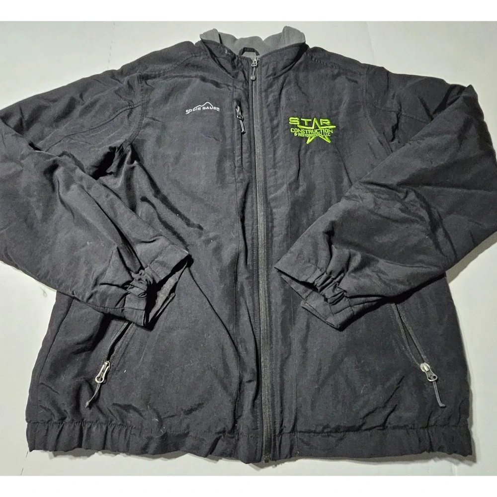 Eddie Bauer Nylon Work Jacket Sherpa Fleece Lined Rain & Wind Resistant Men's Lg