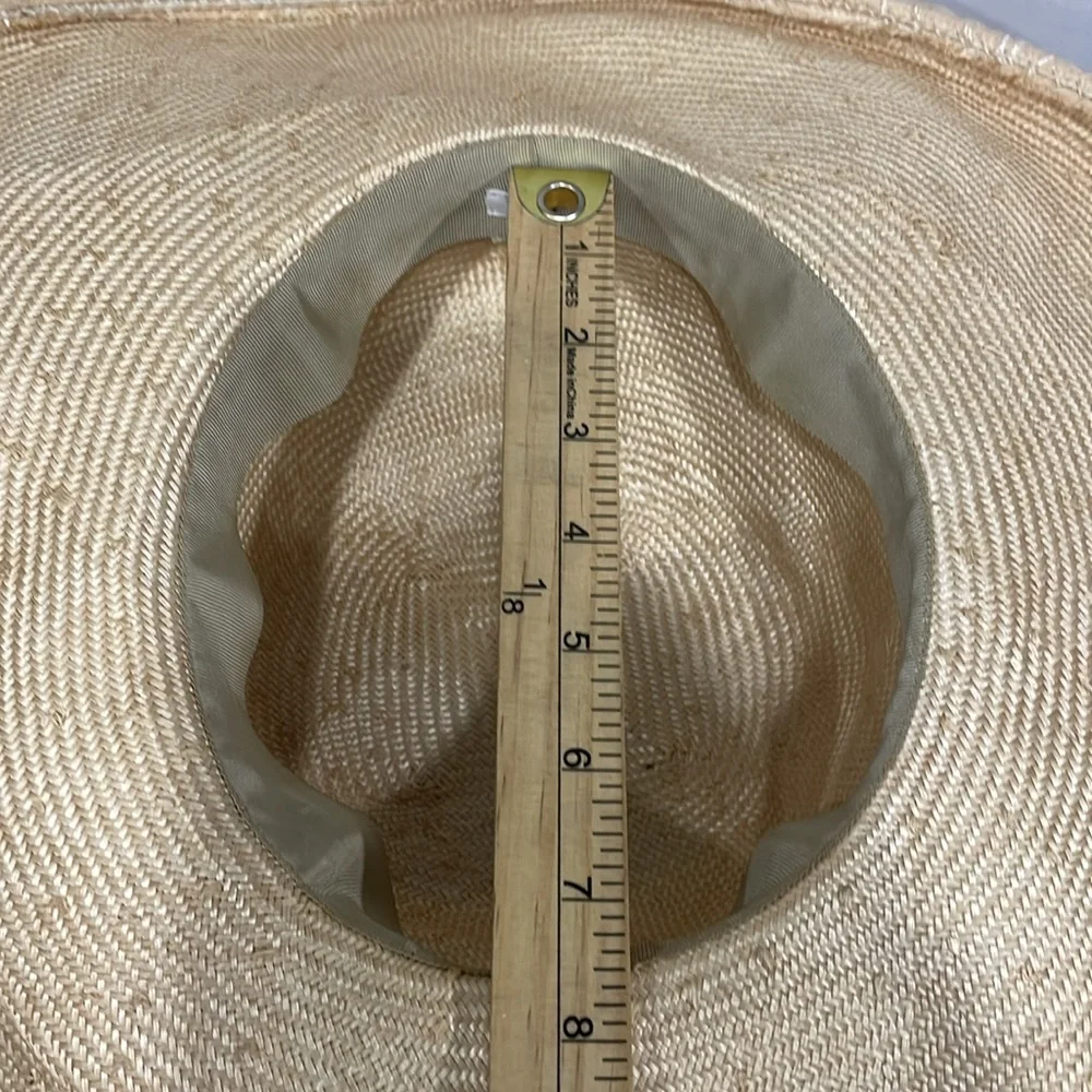 ANN VUILLE‎  Womens Straw Cream Formal Hat Floral Derby Horse Race Church Summer