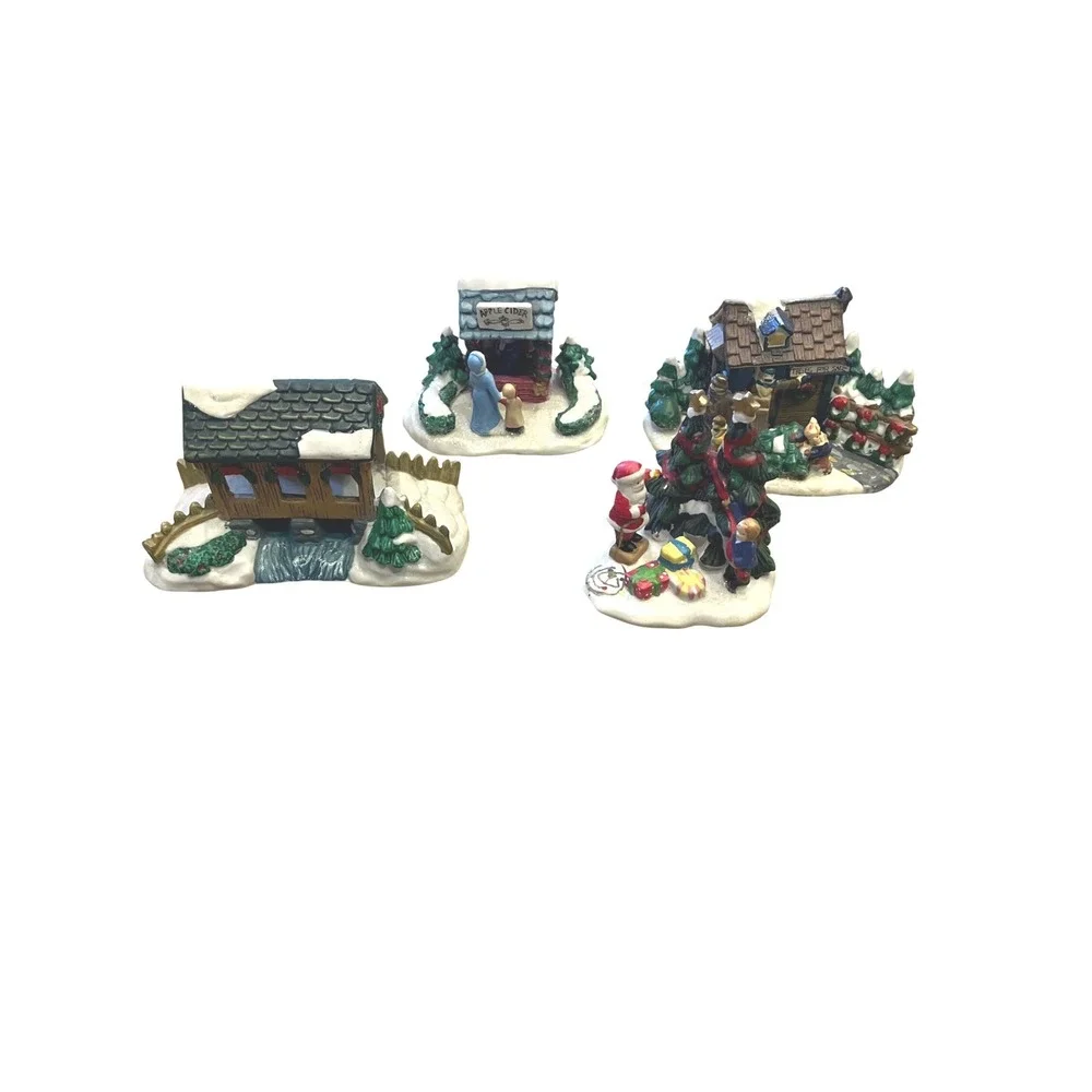 Cobblestone Corners Christmas Village 2003‎ Set of 4 Ceramic Buildings Vintage