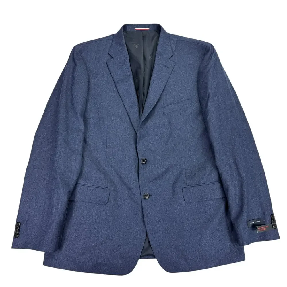 Tommy Hilfiger Mens Modern Fit 100% Wool Suit Jacket Blue 48L