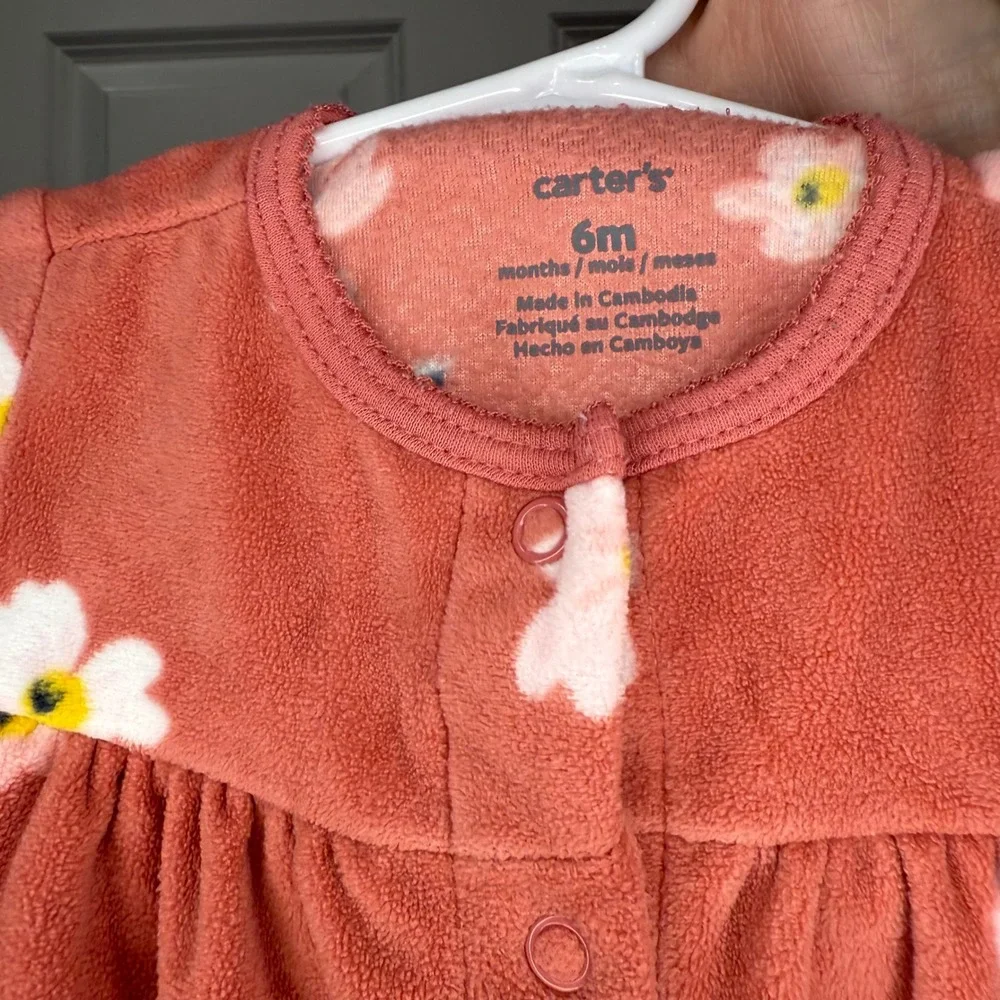 Carter's Baby Girl Size 6 Months‎ Floral Fleece Footed Pajama Sleepers