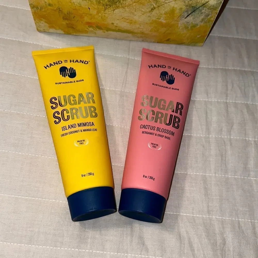 HAND in HAND Set of two 9oz sugar scrubs ISLAND MIMOSA & CACTUS BLOSSOM