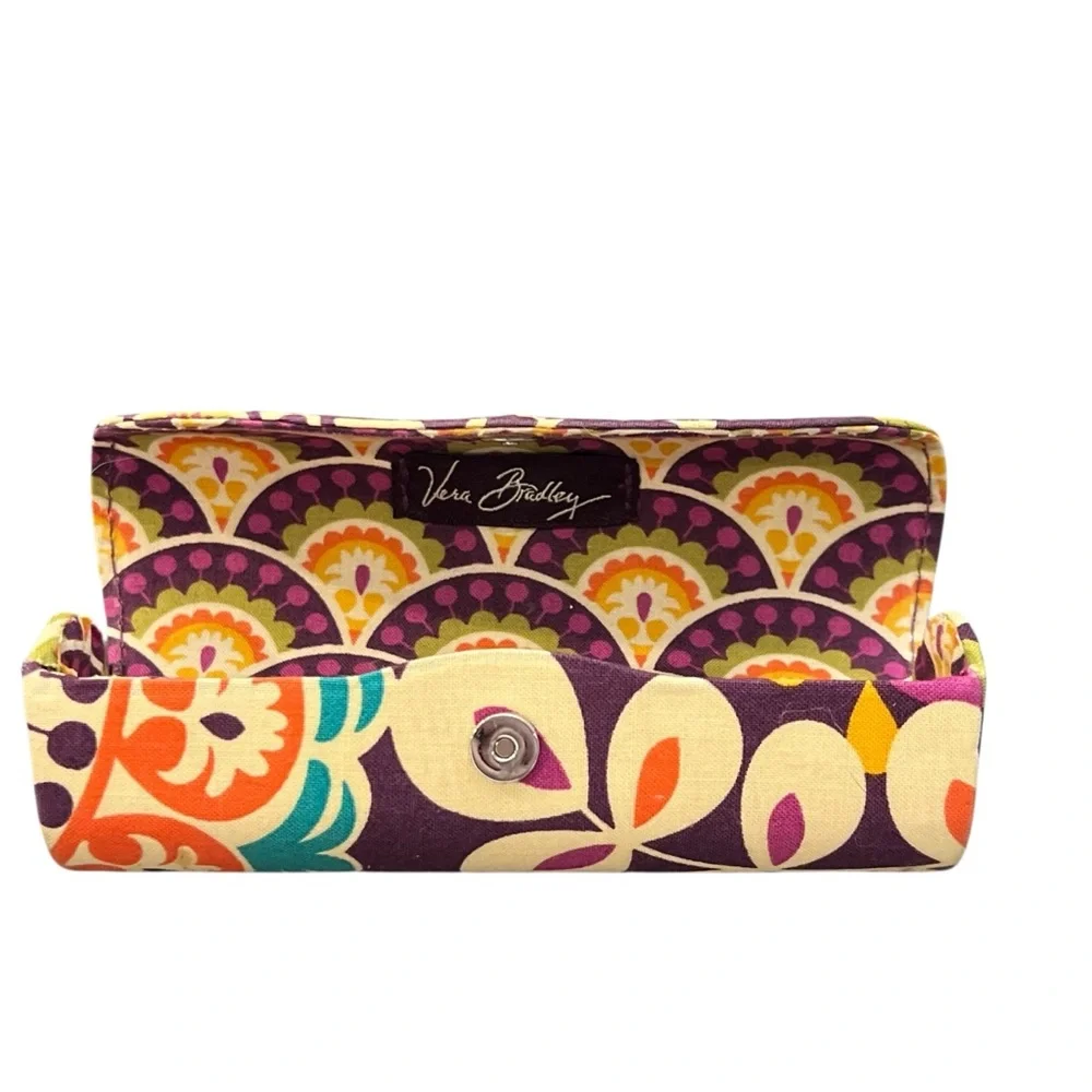 Vera Bradley Plum Crazy Hard Clip Eyeglass Readers‎ Case Purple Floral Hippie