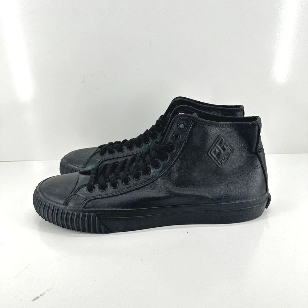 PF Flyers Shoes Men's 15 Sneakers Center Hi Top Black Leather High Top NWOT NWOB