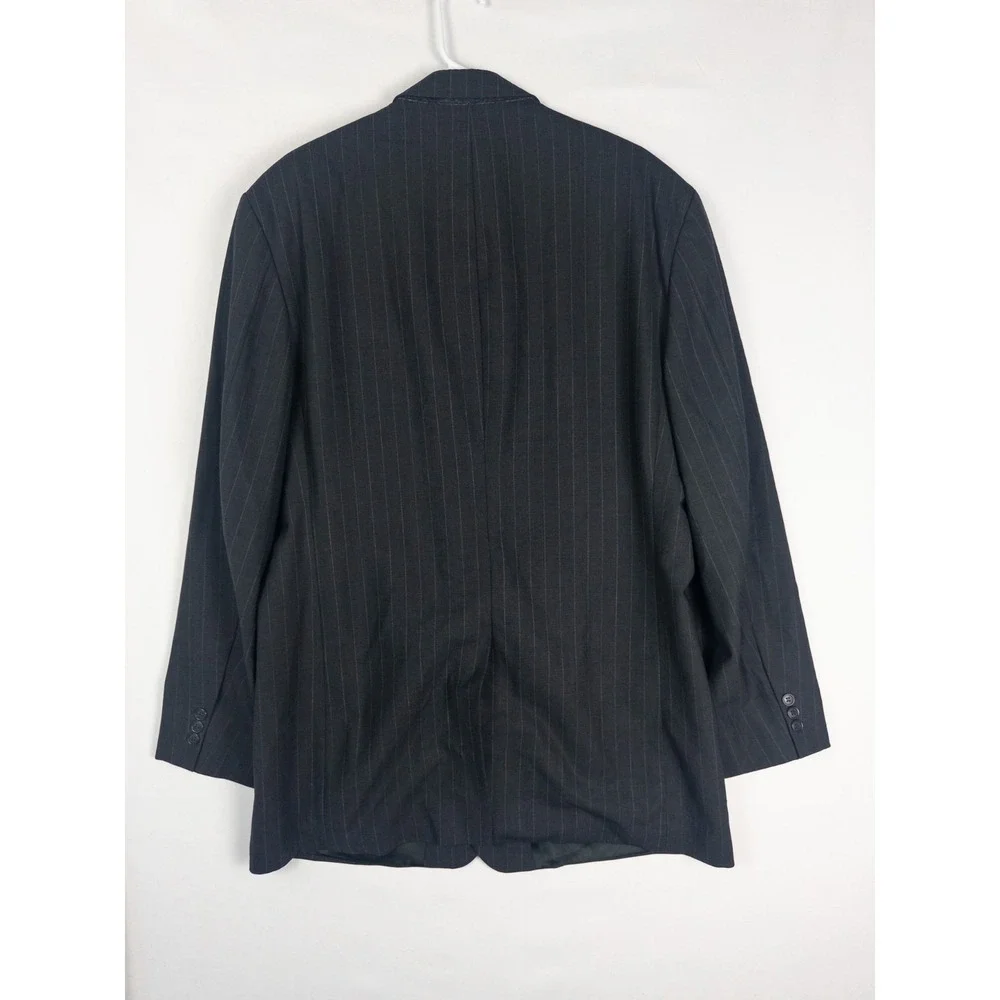 Brook Brothers 346 Blazer Mens 44L Gray Pin Striped Wool 2 Button Single Breaste