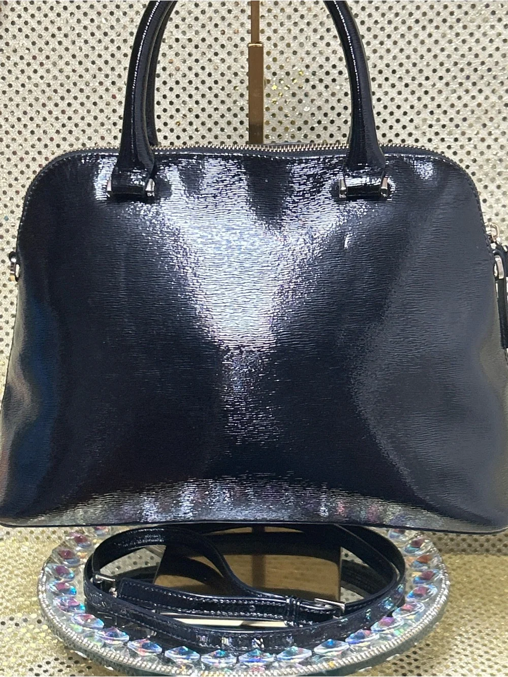 kate spade NY Bixby Place Carli Black Patent Leather Satchel Approx. 11 x 9 x 5