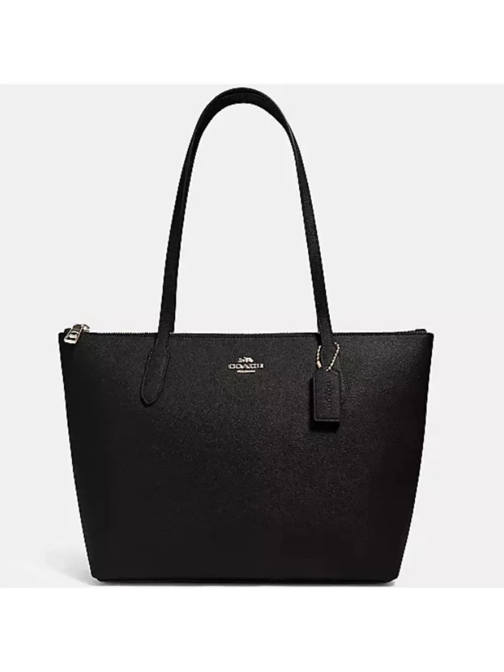 Coach Black Leather Zip Top Tote Handbag NWT