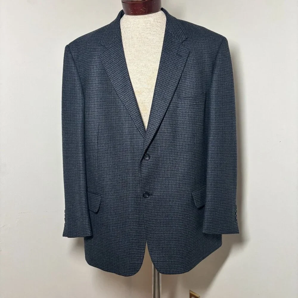 Botany 500 Lambswool Blazer Sports Coat Navy Tweed Single Breasted Mens Size 48R