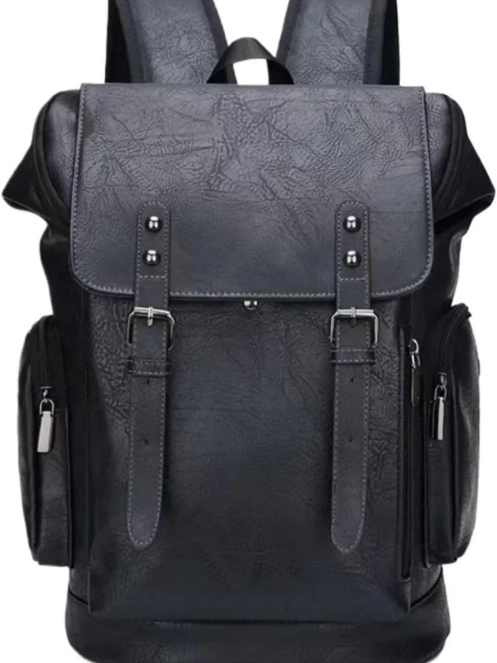 Vintage PU Leather Backpack for Men, Flap Cover Daypack for Work & Travel, 15